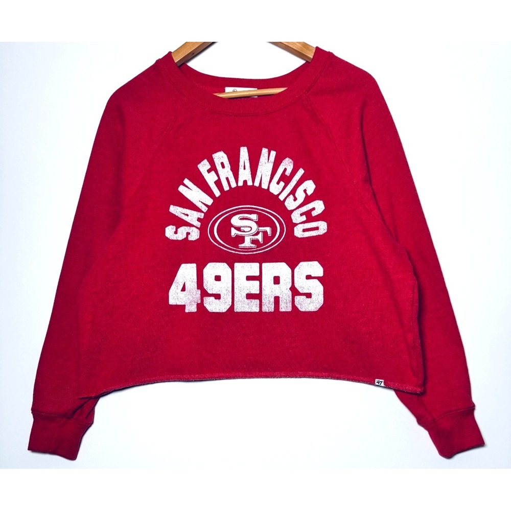 San Francisco 49ers Women Sweatshirt Red Large Cropped NFL 47 Brand Oversized